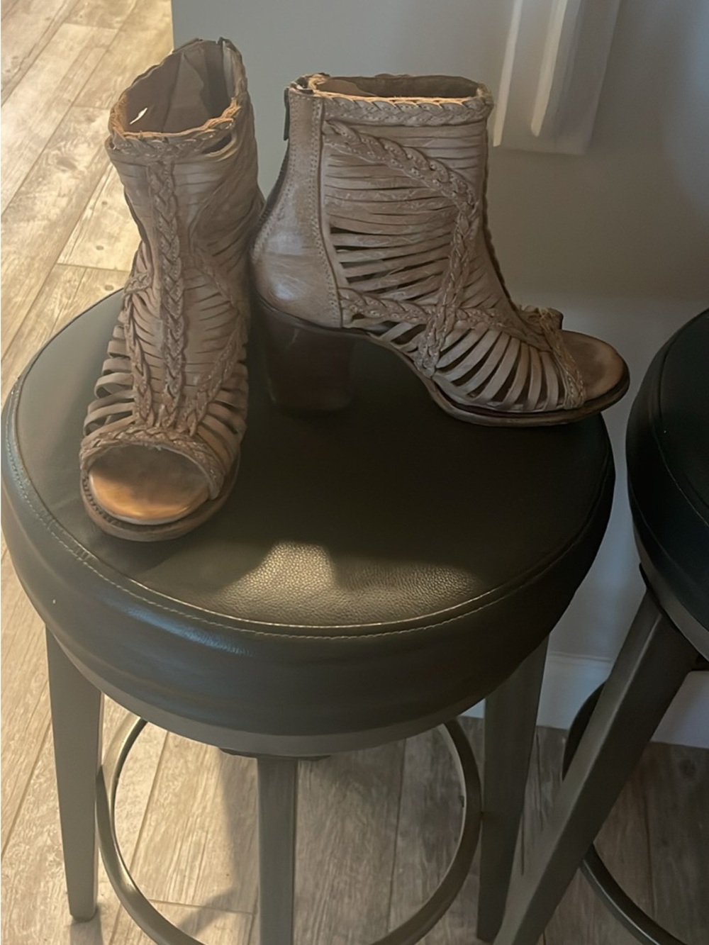 Freebird by Steven Braided Cutout Peep-Toe Ankle Boots - Brown